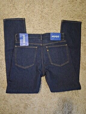 HUGO BOSS ASH SLIM Men's Straight Jeans in Dark Indigo